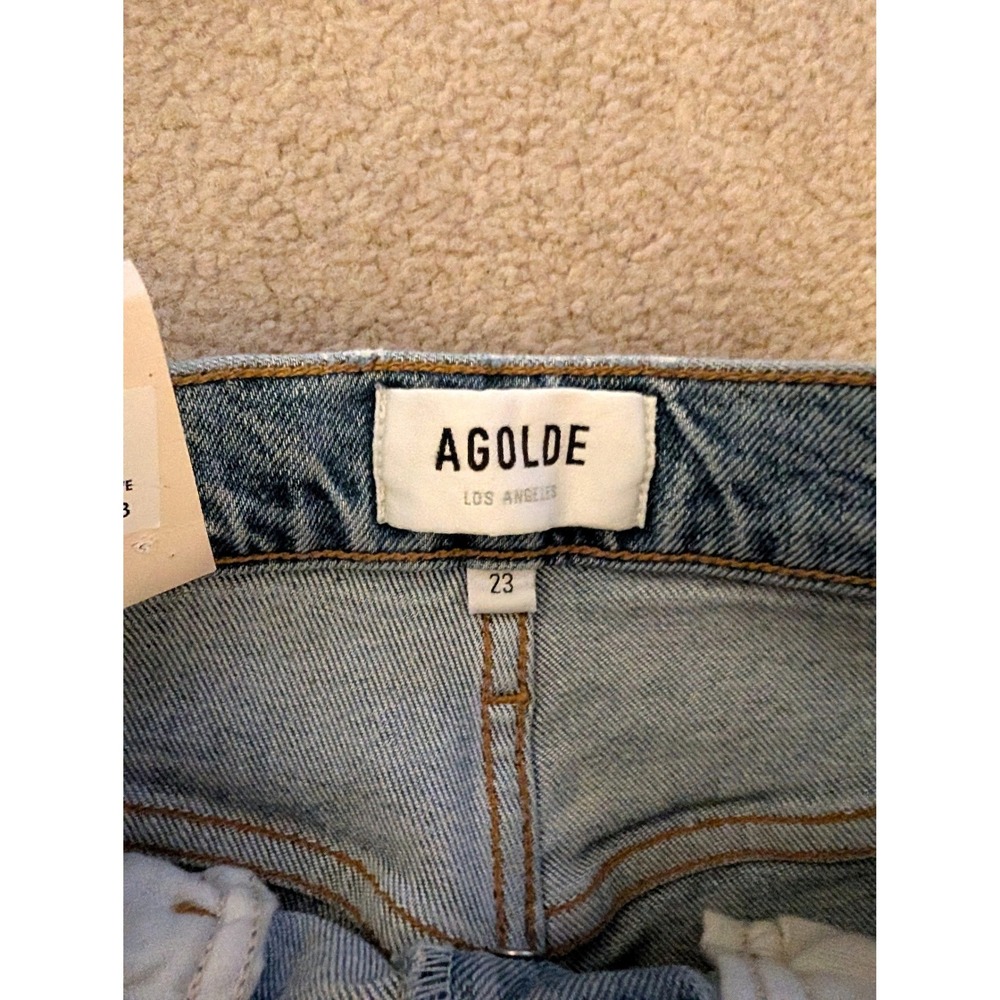 AGOLDE NWT Riley High Rise Straight Crop Jeans Shiver Wash Blue- Size 23 - Picture 4 of 8